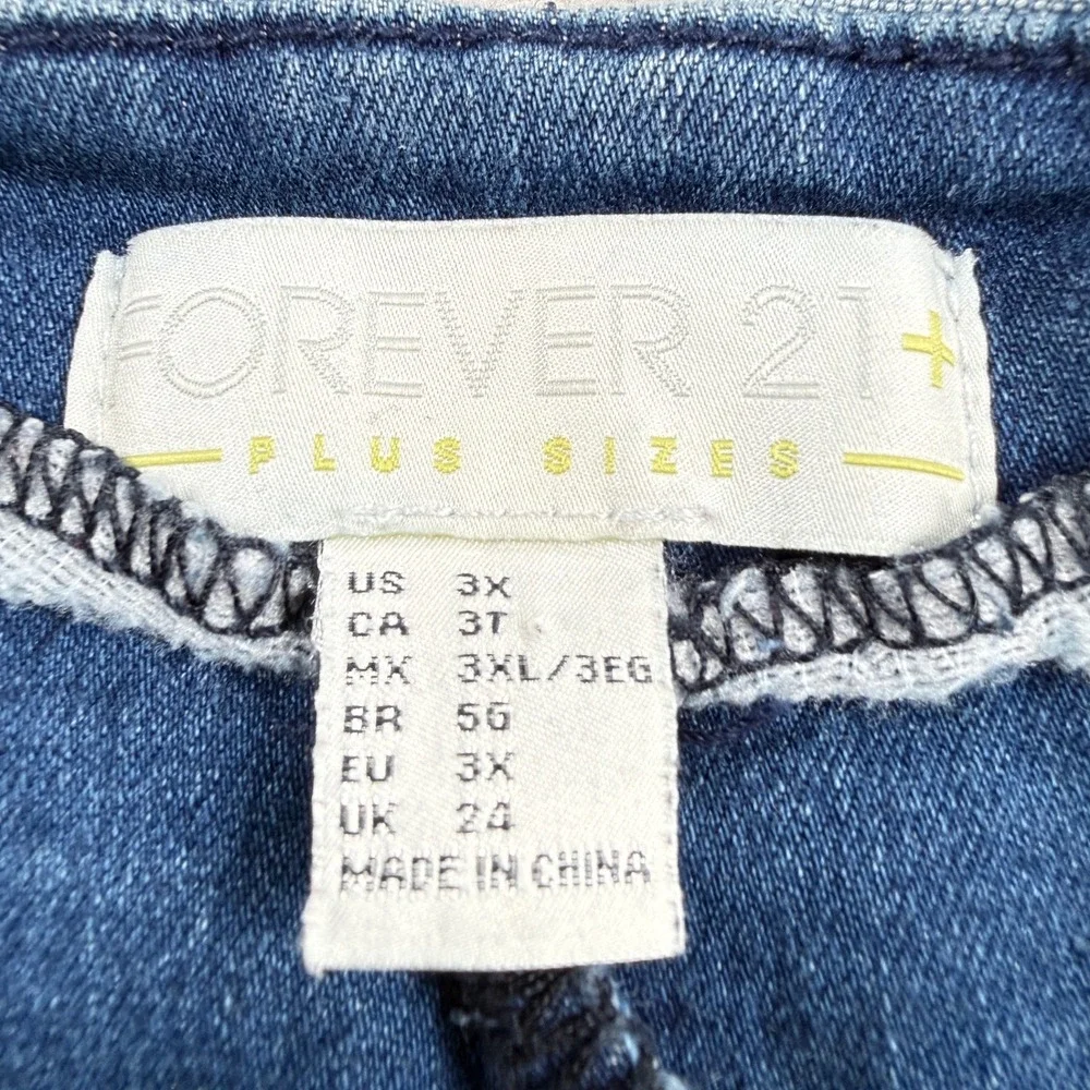 Forever 21 Denim Mini Skirt Womensy 3X Blue Chevron Patchwork y2K Edgy Retro